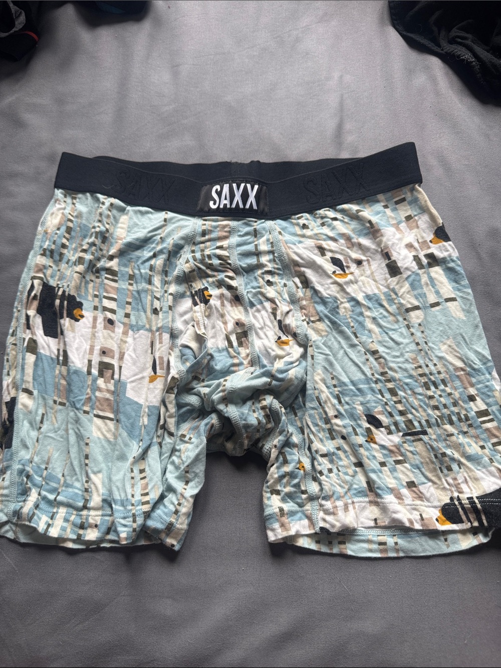 SAXX Men's Light Blue Geometric Pattern Boxer Briefs